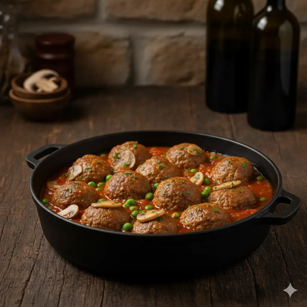 Albóndigas de caballo con champiñones