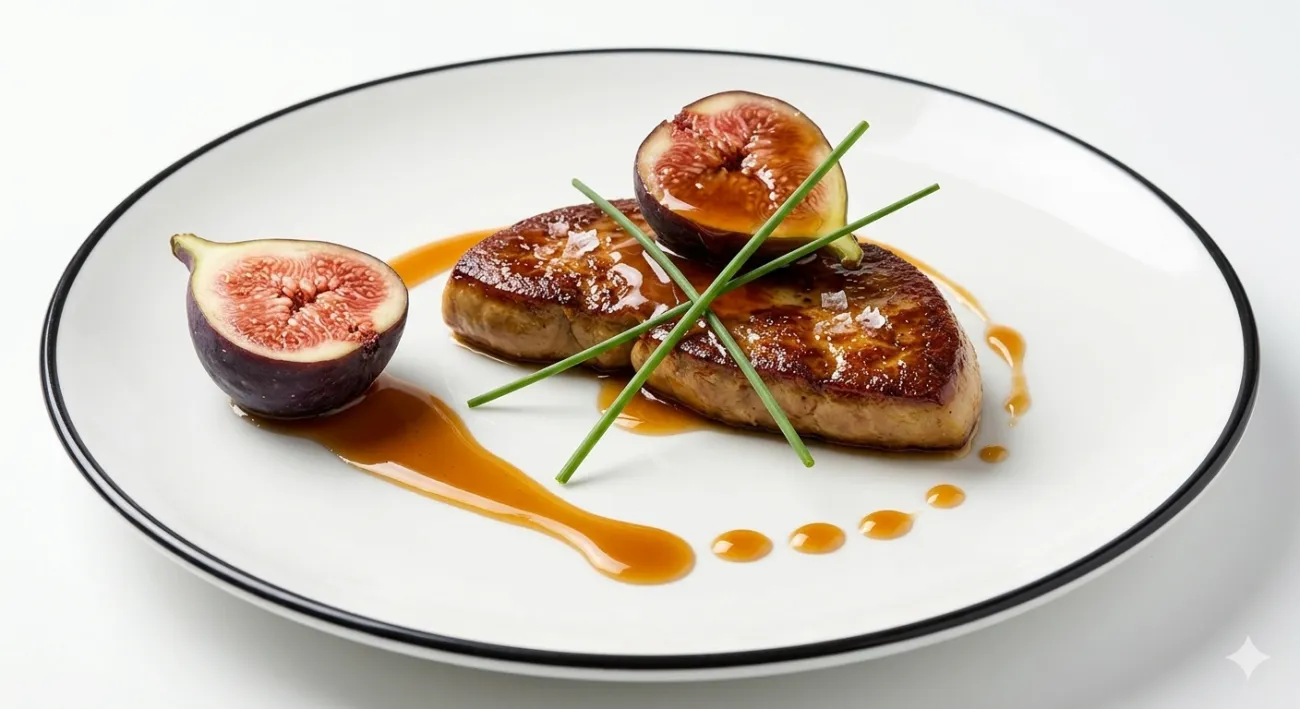 Foie gras de pato con higos frescos y salsa de moscatel